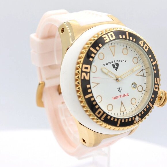 53mm Swiss Legend Neptune White Men's Quartz Wristwatch Swiss Stainless Steel - Picture 3 of 4